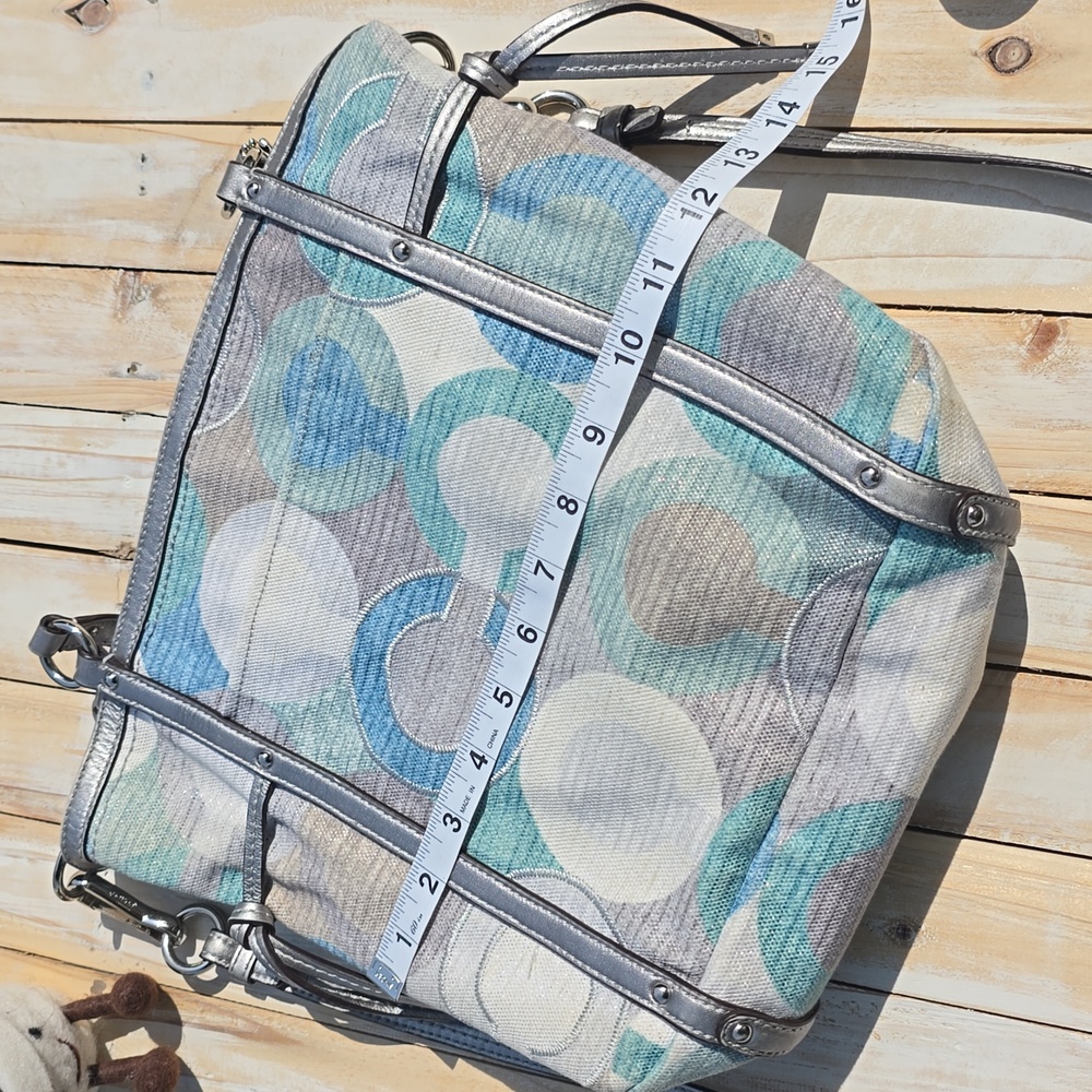 Coach Audrey Metallic Graphic Op Art Cinched Tote 19573 Shoulder Handbag Purse - Picture 10 of 14
